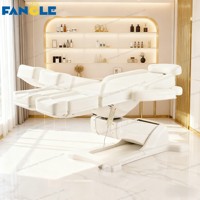 Luxuriöse Weiße 3/4-Motoren Spa-Gesichtsbehandlungs- und Tattoo-Liege, Multifunktionale Wimpernliege, Elektrische Schönheitsliege, Salonmöbel