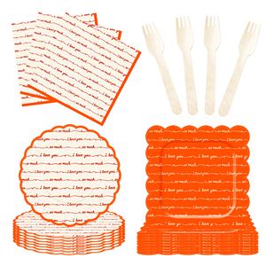 DAMAI Valentine's Party Theme Decor Bulk Wholesale Set Red Check Love You Paper Plates <b>Tablecloth</b> Party <b>Disposable</b> Tableware - Product Image 2