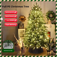 Nouvel arbre de Noël en PVC de taille standard avec support en fer, LED blanc chaud, décorations d'intérieur/extérieur pour la maison, salon, Noël