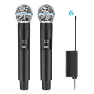 PULUZ 1 To 2 Wireless Microphones for Karaoke with LED Display for Speech Wedding Singing 6.35mm Transmitter