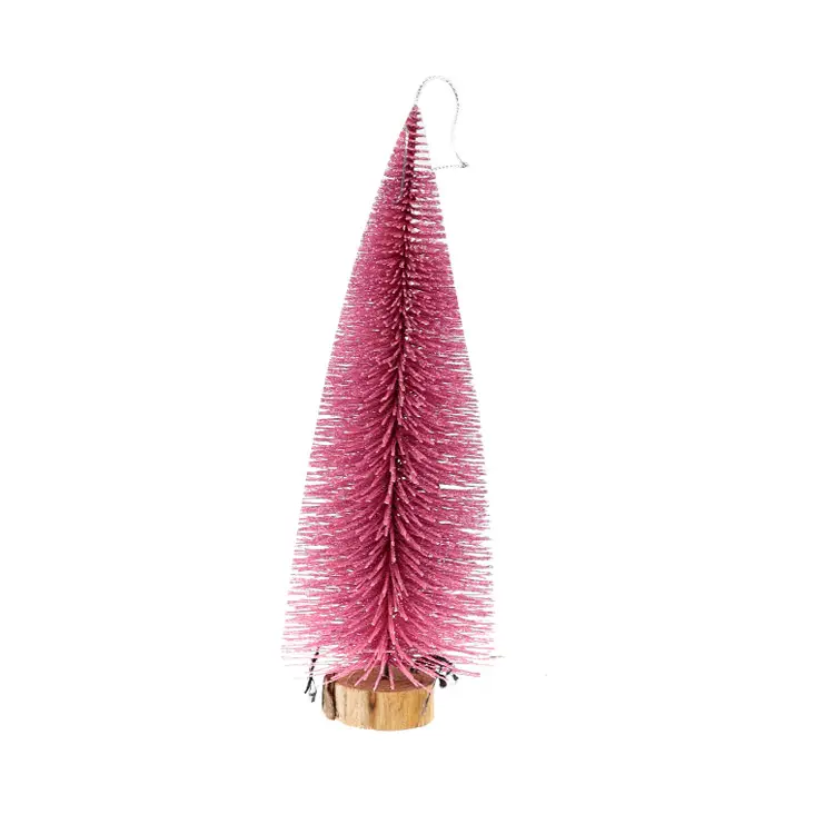 Tafelblad Fles Borstel Bomen Voor Xmas Holiday Mini Kerstboom Miniatuur Grenen Frosted Sisal Bomen Met Houten Bases