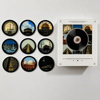 DIY OEM Lampu Malam Pemutar Musik Cakram Akrilik Berputar dengan Speaker Audio Vinyl yang Dapat Diganti, Magnet Kulkas NFC, dan Laser CARE