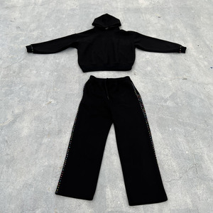 OEM Men's Multicolour Rhinestone Heavyweight Sweatsuit Embossed Hoodie And <b>Sweatpants</b> <b>Sets</b> - Product Image 6