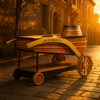 Chariot de service à boissons artistique peint à la main de luxe avec accents dorés en fibre de verre de qualité supérieure JingYue personnalisé