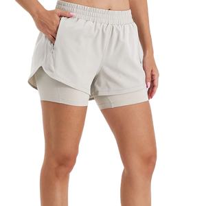 Shorts Deportivos de Cintura Alta para Mujer, Nueva Colección, Venta Caliente, Shorts de Entrenamiento de Doble Capa para Fitness y Yoga con Bolsillos - Product Image 4