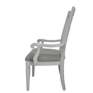 Juego de 2 sillones DB Katia de lino gris claro y acabado blanco desgastado para sala de estar - Product Image 3