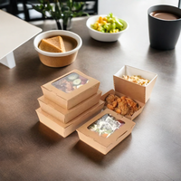 Boîte d'emballage alimentaire jetable multi-compartiments en papier kraft écologique de 700 ml, personnalisable OEM, pour sushis, snacks et plus