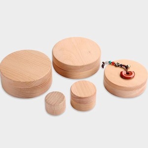 Caja redonda de madera para joyería, madera maciza de haya, redonda con tapa pequeña para pendientes, collares, caja de almacenamiento y embalaje - Product Image 4