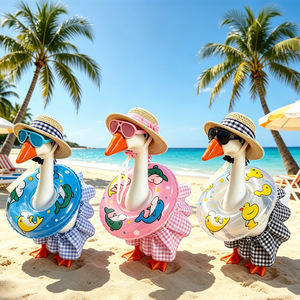 Novedoso Set de Decoración para Fiesta en la Playa: Disfraz de Ganso de 7 Pulgadas con Sombrero, Flotador Hinchable y Vestido para Muñeco de Ganso - Conjuntos de Verano - Product Image 1