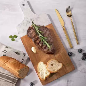 <span class=keywords><strong>Planche</strong></span> <span class=keywords><strong>de</strong></span> service en marbre et bois d'acacia avec poignée - Product Image 1