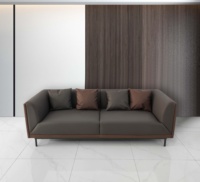 Canapé de bureau modulaire en cuir synthétique avec structure en bois massif de haute qualité, ensemble de réception moderne et décontracté pour appartement