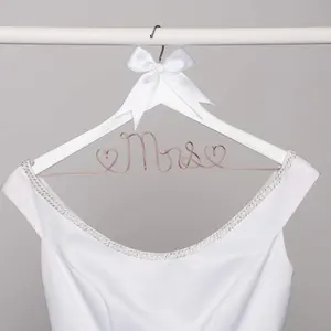 Win Win Custom Personalized White Solid Wood Bridal Dress Hanger for Wedding Party
