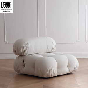 Canapé modulaire Cream <span class=keywords><strong>Mario</strong></span> Cloud en tissu bouclé doux et moelleux avec capitonnage à boutons, canapé paresseux combinable pour salons de style Instagram - Product Image 2
