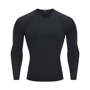 Men's Slim Fit Compression Long Sleeve Fitness Top Quick Dry High Elasticity Solid Color Blank for Running Basketball Exercise - Product Image 5