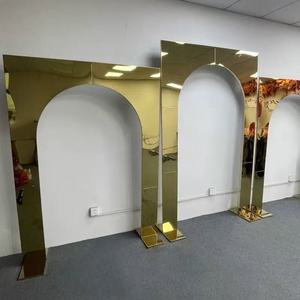 Lengkungan baja tahan karat kotak latar belakang logam pernikahan luar ruangan dapat disesuaikan emas berkilau untuk latar belakang pesta dan dekorasi pernikahan - Product Image 4