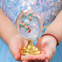 Globe terrestre en cristal rotatif avec carte du monde imprimée sur mesure, base en métal, pour la décoration de la maison, du bureau ou de la table.