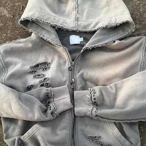 Sudadera con capucha unisex de peso pesado, lavado ácido, con costuras expuestas, bajo sin rematar, efecto desgastado, estilo grunge, personalizada, para exteriores, para hombre - Product Image 3