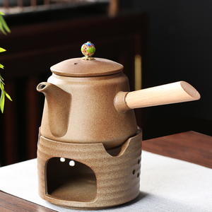 Teiera in Ceramica Artigianale Grezza con Base Riscaldante per Fornello, Bollitore con Manico Laterale e Maniglia per Sollevamento, per Bollire il Tè e Set da Tè Kung Fu - Product Image 4
