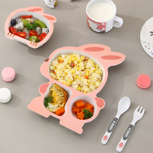 Plato de comida para bebés transfronterizo, tazón de sopa de fibra de bambú con dibujos animados para niños, compartimentado para la alimentación complementaria - Product Image 2