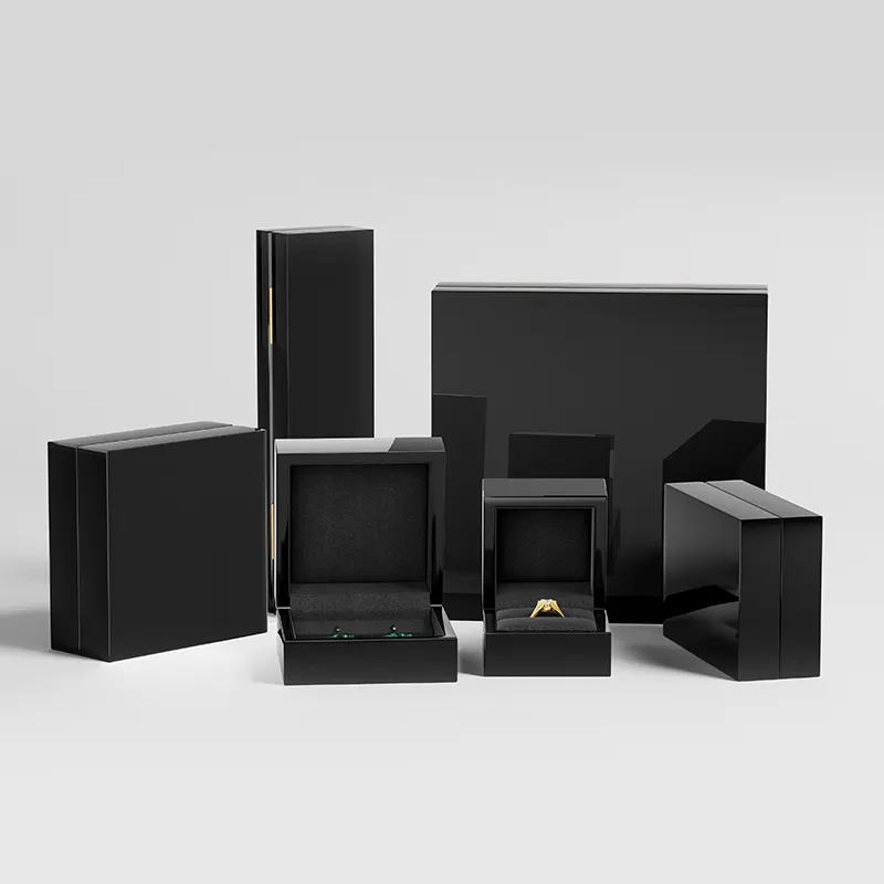 Boîte d'emballage pour bijoux Coffret cadeau en bois noir de haute qualité Parures de luxe avec logo personnalisé en bois pour hommes 7-10 jours