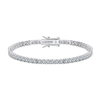 Bracelet Tennis en Argent Sterling 925 pour Femme, Or Rose, Moissanite Taille Complète 2/3/4/5mm, Testeur de Vérité Inclus, Idéal pour le Dropshipping