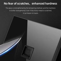 Prise murale universelle G12 noire standard britannique à 3 trous avec interrupteur à intensité variable, ports USB-A et USB-C, panneau en verre IP20, indicateur LED