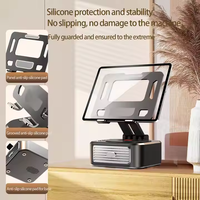 360 °   Support de bureau rotatif pour tablette avec haut-parleur 1200 mAh et double support de fixation pour iPad Pro, Air, Mini 5, 4, 3, Samsung Tab, liseuse électronique