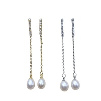 SHDIYAYUN Boucles d'oreilles pendantes en perles d'eau douce naturelles, style minimaliste, très tendance