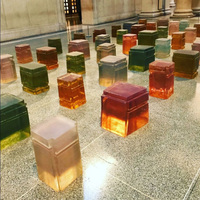 Sculpture en résine transparente écologique à dégradé, faite à la main, polie, taille personnalisable, modèle esthétique