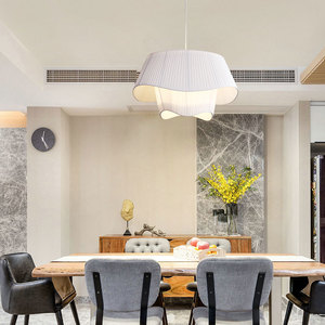 Lampe en tissu satiné de style nordique minimaliste moderne, style wabi-sabi, chic vintage français pour salon, chambre à coucher, couleur crème, 3000K CCT - Product Image 3