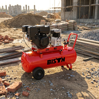 Compresseur d'air à double alimentation BISON (CHINE) 100L, essence et électrique 230V, 6HP, 8 bars, double cylindre, entraînement par courroie, professionnel