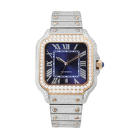Montre mécanique NUOYA de luxe pour homme, style hip-hop, sertie de moissanite, cadran à chiffres romains, passe le test du diamant, cadran carré coloré