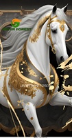 Panneau mural 3D de luxe moderne en SPC avec motif cheval, feuille de marbre UV personnalisée, étanche, pour intérieur de maison, hôtel, salle de bain commerciale