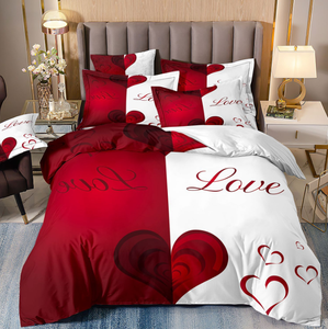 शादी के बेड ने मजेदार प्रिंटिंग बिस्तर सेट किया सॉफ्ट पॉलिएस्टर डवेट कवर सेट-3 पीसी - Product Image 1