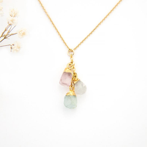 Collar personalizado de piedras preciosas, joyería de cristal de cuarzo crudo, colgante del <span class=keywords><strong>zodiaco</strong></span> de piedra Natural bohemio - Product Image 4