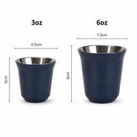 Capsule de café expresso mini en acier inoxydable 304 à double paroi isolée, empilable, 30 ml, pour usage domestique, vente en gros sur mesure