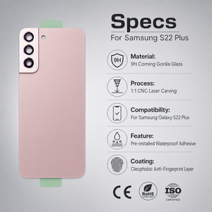 Coque arrière de téléphone portable pour Samsung S22 Plus, couvercle de batterie, porte arrière de remplacement pour Galaxy S22 Plus - Product Image 4