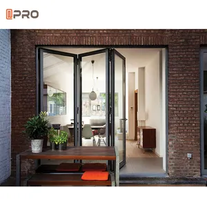 Puerta plegable de diseño moderno, acordeón plegable de aluminio, para exteriores, ahorro de espacio