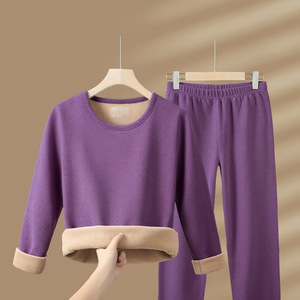 Intimo Termico da <span class=keywords><strong>Donna</strong></span>, Set Invernale Super Spesso, Collo Tondo, Tinta Unita, Pantaloni e Maglia Antifreddo - Product Image 5