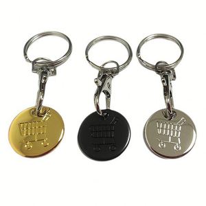 Custom Design Metal Keyring Supermarket Metal Printing Shopping Cart Chip Trolley Token Coin Keychain Key Ring - Product Image 1