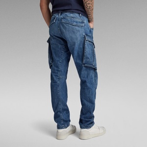 <b>Men's</b> Pants & Trousers 100% Cotton With 3D Pockets Mid Waist Regular Tapered Fit Cargo Denim <b>Jean</b> Pants - Product Image 4