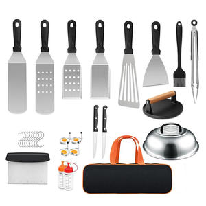 Herramientas de barbacoa al aire libre Juego de parrilla Cubierta de hilvanado y Burger Smasher Flat Top Plancha Accesorios Set para Blackstone y Camp Chef - Product Image 1