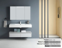 Set Kabinet Kamar Mandi dengan Wastafel Batu Buatan Non-Pori, Kabinet Cermin Pintar, Kabinet Utama dengan Lampu Sensor