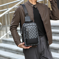 Sac de poitrine pour homme en cuir imperméable et tendance pour la course à pied, la marche, les voyages, avec fermeture éclair et logo personnalisé