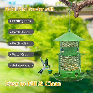Venta al por mayor de comederos de pájaros de metal suspendidos al aire libre de gran capacidad comederos de pájaros salvajes para Sparrow Chickadee Goldfinch Eat - Product Image 4