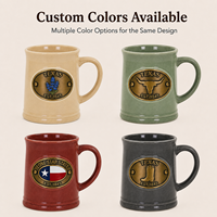 Tasses à café en céramique souvenir de la ville du Texas, États-Unis, avec logo en cuivre dans un coffret cadeau, personnalisables