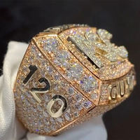 Bague Champion Homme en Argent Sterling 925 Nouveau Design Personnalisé Lettres de Rappeur Bling Glaçé VVS Moissanite
