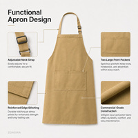 Delantal de Sándalo 240GSM de Poliéster Hilado Ajustable con 2 Bolsillos para Uniformes Comerciales de Restaurantes y Hoteles, Fabricación OEM