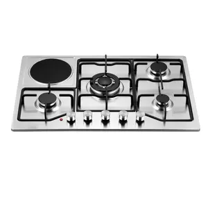 Cooktop 5 gas burner with gas stove is tempered glass kitchen surface built-in 5 burner gas hob cooker with induction