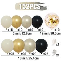 Kit d'arche de ballons 152 pièces, ballons noirs, dorés et nude avec ballons confettis or champagne pour la décoration de fête d'anniversaire, mariage